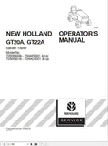 New Holland Garden Tractor GT20A, GT22A 725056006, 725056016 Operator’s Manual 87059743 - Manual labs