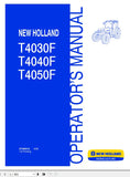 New Holland Tractor T4030F, T4040F, T4050F Operator’s Manual 87484916 - Manual labs