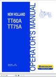 New Holland Tractor TT60A, TT75A Operator’s Manual 87473188 - Manual labs