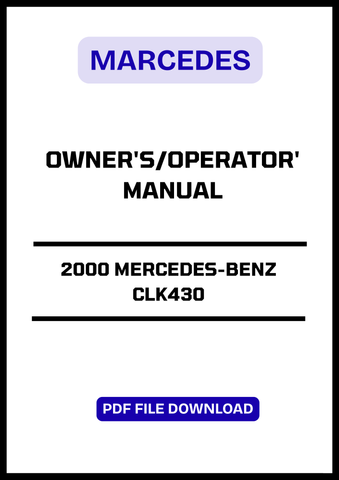 ?It Is An Complete Original Factory Operator's Manual For 2000 Mercedes-Benz CLK430. Helps You To Operate on Your Machine With Our Original PDF Manual. Fully Digital Version With Bookmarks Searchable Text &amp; Images.