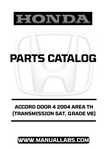 HONDA ACCORD DOOR 4 2004 AREA TH (TRANSMISSION 5AT, GRADE V6) PARTS CATALOG MANUAL - PDF DOWNLOAD
