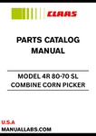 CLAAS COMBINE CORN PICKER MAIZE PICKER 4R 80-70 SL PARTS CATALOGUE MANUAL S/N 3680 - 3680