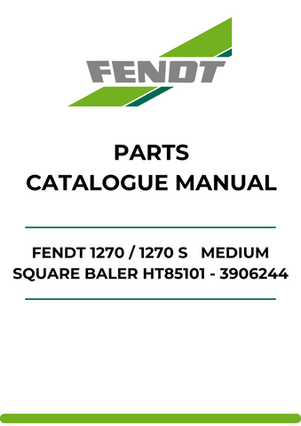 Discover the ultimate resource for your Fendt 1270 and 1270 S Medium Square Baler with our comprehensive Parts Catalog Manual. This PDF file is meticulously designed to provide you with detailed diagrams and part numbers, ensuring you can easily identify and order the components you need for optimal performance.