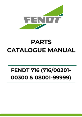 Discover the comprehensive Parts Catalog Manual for the Fendt 716, designed specifically for models 716/00201-00300 and 08001-99999. This PDF file serves as an essential resource for identifying and sourcing the correct parts for your machinery, ensuring optimal performance and longevity.