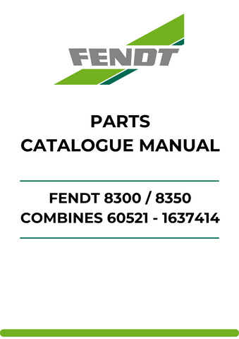 Discover the ultimate resource for your Fendt 8300 and 8350 combines with our comprehensive Parts Catalog Manual. This PDF file, featuring catalog number 60521 - 1637414, provides detailed diagrams and part numbers, ensuring you have everything you need for efficient maintenance and repairs.