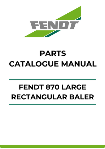  Discover the ultimate resource for your Fendt 870 Large Rectangular Baler with our comprehensive Parts Catalog Manual (EHB01101 - 9999). This PDF file is meticulously designed to provide you with detailed diagrams and part numbers, ensuring you have everything you need for efficient maintenance and repairs.