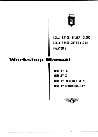 ROLLS ROYCE SILVER CLOUD MK I II 1955-1962 Manual