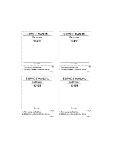 Case 9045B Hydraulic Excavator Service Repair Manual 7-11401 - PDF File Download