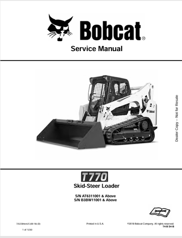  Discover the comprehensive service manual for the Bobcat T770 Skid-Steer Loader (7252384). Download the PDF for expert maintenance and repair guidance.