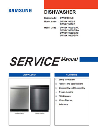 Enhance your appliance maintenance with the SAMSUNG DW80F800US, DW80K7050, and DW80K7050UG Service Manual PDF. This comprehensive guide provides detailed instructions and troubleshooting tips to ensure your dishwasher operates at peak performance. With easy-to-follow diagrams and expert insights, you'll save time and money on repairs while extending the life of your appliance. Perfect for DIY enthusiasts and professionals alike, this service manual is an essential resource for anyone looking to keep their S