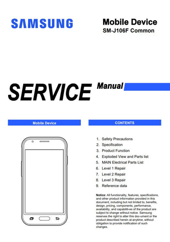 Unlock the full potential of your Samsung Galaxy J1 Mini Prime (SM-J106F) with our comprehensive PDF service manual. This essential guide provides detailed instructions, troubleshooting tips, and technical specifications to help you maintain and repair your device with ease. Whether you're a tech enthusiast or a professional technician, this manual is your go-to resource for ensuring optimal performance and longevity of your smartphone. Download now and take the first step towards mastering your device!