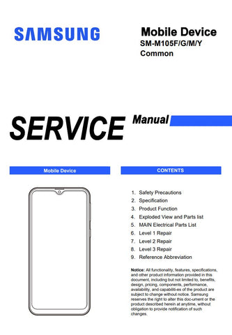 Unlock the full potential of your Samsung Galaxy M10 with our comprehensive service manual (SM-M105F, SM-M105G, SM-M105M, SM-M105Y) in PDF format. This essential guide provides detailed instructions, troubleshooting tips, and repair procedures to help you maintain and optimize your device effortlessly. Whether you're a tech enthusiast or a professional technician, this manual is your go-to resource for ensuring your Galaxy M10 runs smoothly and efficiently. Don't miss out on the opportunity to enhance your 