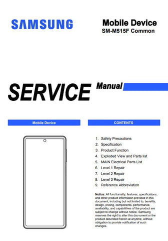 Unlock the full potential of your Samsung Galaxy M51 with our comprehensive service manual (SM-M515F) in PDF format. This essential guide provides detailed instructions, troubleshooting tips, and repair procedures, ensuring you can maintain and optimize your device with ease. Perfect for technicians and DIY enthusiasts alike, this manual empowers you to tackle any issue confidently, saving you time and money on repairs. Download your copy today and keep your Galaxy M51 running smoothly!