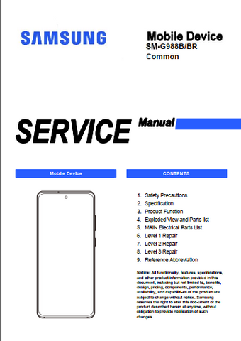 Unlock the full potential of your Samsung Galaxy S20 Ultra 5G with our comprehensive service manual (SM-G988B, SM-G988BR) in PDF format. This essential guide provides detailed instructions, troubleshooting tips, and maintenance advice to ensure your device operates at peak performance. Whether you're a tech enthusiast or a professional, this manual is your go-to resource for maximizing the capabilities of your smartphone. Download now and take control of your device like never before!