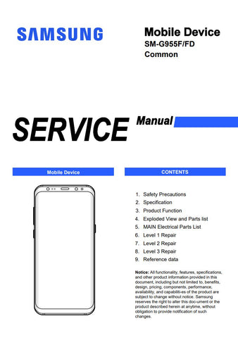 Unlock the full potential of your Samsung Galaxy S8+ with our comprehensive service manual (SM-G955F, SM-G955FD) in PDF format. This essential guide provides detailed instructions, troubleshooting tips, and maintenance procedures to ensure your device operates at peak performance. Whether you're a tech enthusiast or a professional technician, this manual is designed to help you navigate repairs and enhancements with ease, making it a must-have resource for anyone looking to extend the life of their smartpho