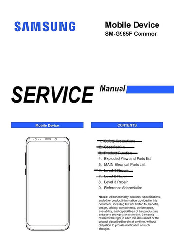 Unlock the full potential of your Samsung Galaxy S9+ with our comprehensive service manual (SM-G965F) in PDF format. This essential guide provides detailed instructions, troubleshooting tips, and repair techniques to help you maintain and optimize your device. Whether you're a tech enthusiast or a professional technician, this manual is your go-to resource for ensuring your Galaxy S9+ operates at its best. Download now and take control of your smartphone's performance!