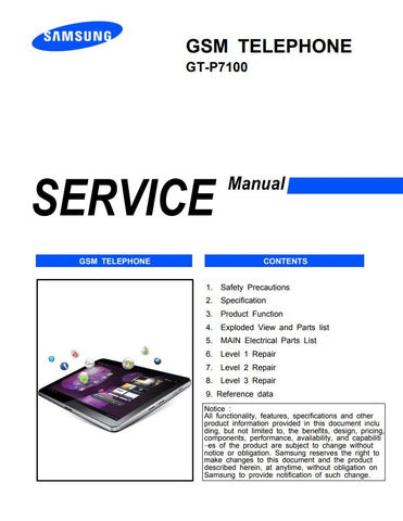 Unlock the full potential of your Samsung Galaxy Tab 10.1V (GT-P7100) with our comprehensive service manual in PDF format. This essential guide provides detailed instructions, troubleshooting tips, and maintenance procedures to ensure your device operates at its best. Whether you're a tech enthusiast or a professional technician, this manual is designed to help you navigate repairs and enhancements with ease, making it a must-have resource for anyone looking to extend the life of their tablet. Download your