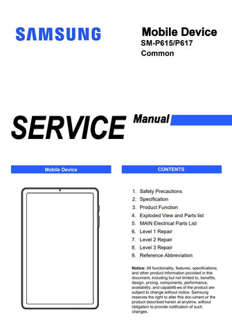 Unlock the full potential of your Samsung Galaxy Tab S6 Lite with our comprehensive Service Manual (SM-P615, SM-P617) in PDF format. This essential guide provides detailed instructions, troubleshooting tips, and maintenance procedures to ensure your device operates at peak performance. Whether you're a tech enthusiast or a professional, this manual is designed to empower you with the knowledge needed to handle repairs and upgrades with confidence. Don't miss out on the opportunity to enhance your tablet exp