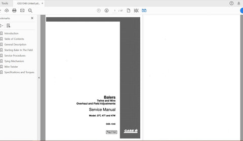 Discover the ultimate resource for your CASE IH tractor with the GSS-1348 Service Manual. This comprehensive PDF file covers the 37T, 47T, and 47W models, providing you with