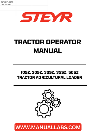 Enhance your agricultural operations with the STEYR 10SZ, 20SZ, 30SZ, 35SZ, and 50SZ Tractor Operator Manual. This comprehensive guide is designed specifically for your loader tractor, ensuring you have all the essential information at your fingertips. With clear instructions and detailed diagrams, you can maximize the performance and efficiency of your equipment.