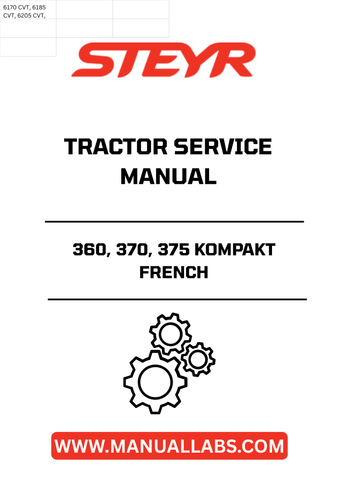 Unlock the full potential of your STEYR 360, 370, and 375 Kompakt tractors with the comprehensive Service Manual (6-84330). This essential guide is designed to provide you with detailed instructions and insights, ensuring that you can maintain and repair your equipment with confidence and ease.