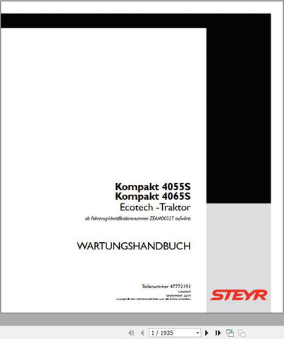 Unlock the full potential of your STEYR 4055S and 4065S compact tractors with the comprehensive Workshop Manual (47772193) in PDF format. This essential guide provides detailed insights into maintenance, troubleshooting, and repair procedures, ensuring your equipment operates at peak performance.