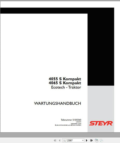 Discover the ultimate resource for your STEYR 4055 S and 4065 S Compact Tractors with the comprehensive Workshop Manual (Part Number: 51505360). This PDF file is designed to provide you with detailed insights and step-by-step instructions, ensuring you can maintain and repair your tractor with confidence.