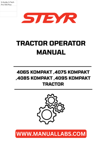 Enhance your operational efficiency with the STEYR 4065, 4075, 4085, and 4095 KOMPAKT Tractor Operator Manual (Part No. 47374373). This comprehensive guide is designed to provide you with essential information and insights to maximize the performance of your tractor. Whether you're a seasoned operator or new to the STEYR family, this manual is an invaluable resource for understanding your machine's capabilities.