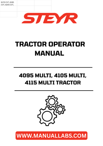 Enhance your operational efficiency with the STEYR 4095, 4105, and 4115 Multi Tractor Operator Manual (Part No. 48005913). This comprehensive guide is designed to provide you with essential information and insights to maximize the performance of your tractor. Whether you're a seasoned operator or new to the STEYR family, this manual is an invaluable resource for understanding your machine's capabilities.