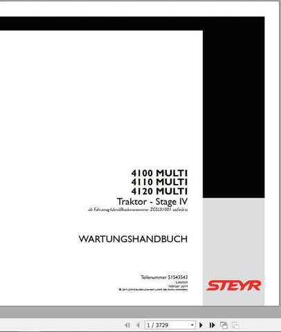 Discover the ultimate resource for your STEYR 4100, 4110, and 4120 Multi Tractors with the comprehensive Workshop Manual (PDF File) - part number 51543543. This essential guide is designed to provide you with detailed insights and instructions, ensuring that you can maintain and repair your tractor with confidence.