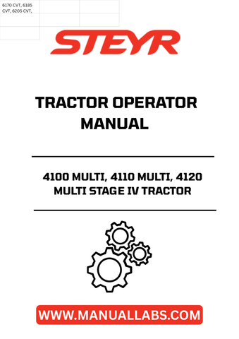 Discover the essential guide for your STEYR 4100 MULTI, 4110 MULTI, and 4120 MULTI Stage IV tractors with the comprehensive Operator Manual (Part Number: 48108664). This manual is designed to provide you with all the necessary information to operate your tractor efficiently and safely, ensuring optimal performance in every task.