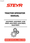 Discover the essential STEYR Tractor Operator Manual, designed specifically for the 4110 PROFI, 4120 PROFI, 4130 PROFI, 6115 PROFI, 6125 PROFI, and 6140 PROFI models. This comprehensive guide provides detailed instructions and insights to help you maximize the performance and efficiency of your tractor.