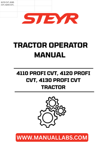 Enhance your operational efficiency with the STEYR 4110, 4120, and 4130 PROFI CVT Tractor Operator Manual (Part No. 47897401). This comprehensive guide is designed to provide you with essential information on the features, functions, and maintenance of your tractor, ensuring you get the most out of your investment.