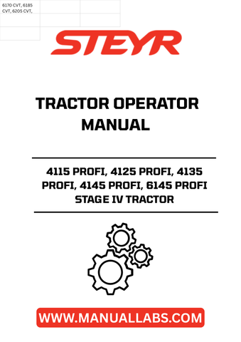 Discover the essential STEYR 4115, 4125, 4135, 4145, and 6145 PROFI Stage IV Tractor Operator Manual (Part Number: 48057788). This comprehensive guide is designed to enhance your operational efficiency and ensure you get the most out of your tractor. With detailed instructions and insights, it covers everything from basic operations to advanced features, making it an invaluable resource for both novice and experienced operators.