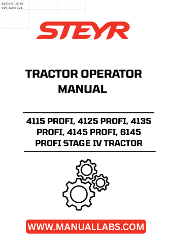 Discover the essential STEYR 4115, 4125, 4135, 4145, and 6145 PROFI Stage IV Tractor Operator Manual (48059559). This comprehensive guide is designed to enhance your operational efficiency and ensure you get the most out of your tractor. With detailed instructions and insights, it covers everything from basic operations to advanced features, making it an invaluable resource for both novice and experienced operators.