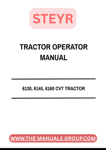 Enhance your operational efficiency with the STEYR 6130, 6145, 6160 CVT Tractor Operator Manual (Part No. 84479619). This comprehensive guide is designed to provide you with essential information on the features, functions, and maintenance of your tractor, ensuring optimal performance and longevity. With clear instructions and detailed illustrations, you can easily navigate through the manual to troubleshoot issues, perform routine checks, and maximize your tractor's capabilities