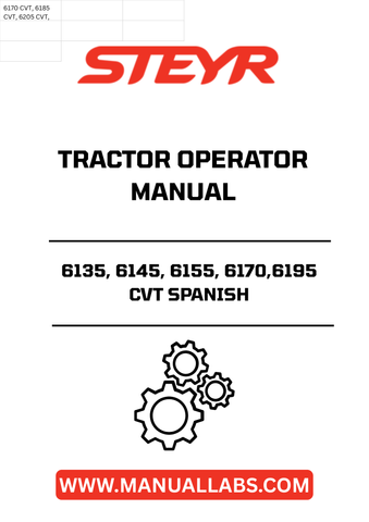 Enhance your farming efficiency with the STEYR 6135, 6145, 6155, 6170, and 6195 CVT Spanish Tractor Operator Manual. This comprehensive guide is designed specifically for these advanced tractor models, ensuring you have all the information you need to operate your machinery safely and effectively.