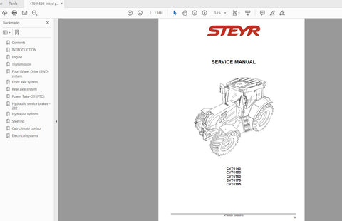 Discover the ultimate resource for your STEYR 6140, 6150, 6160, 6175, and 6195 CVT with our comprehensive service manual (47505528) in PDF format. This digital guide is designed to provide you with detailed insights and step-by-step instructions, ensuring that you can maintain and repair your machinery with confidence.