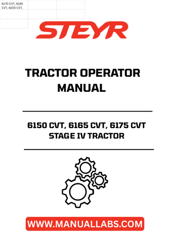 Enhance your operational efficiency with the STEYR 6150 CVT, 6165 CVT, and 6175 CVT Stage IV Tractor Operator Manual. This comprehensive guide is designed to provide you with essential information and insights to maximize the performance of your tractor. With clear instructions and detailed illustrations, you can easily navigate through the features and functionalities of your machine.