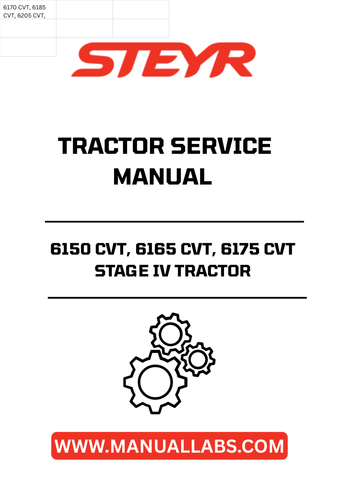 Enhance your maintenance routine with the STEYR 6150 CVT, 6165 CVT, and 6175 CVT Stage IV Tractor Service Manual. This comprehensive guide is designed to provide you with all the essential information needed to keep your tractor running smoothly and efficiently. With detailed diagrams and step-by-step instructions, you can tackle repairs and servicing with confidence.
