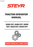 Enhance your operational efficiency with the STEYR 6165 CVT, 6180 CVT, 6200 CVT, 6210 CVT, and 6225 CVT Tractor Operator Manual (Part No. 84210421). This comprehensive guide is designed to provide you with essential information on the features, functions, and maintenance of your tractor, ensuring you get the most out of your investment.