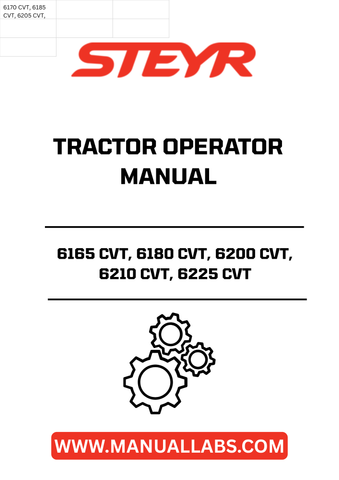 Discover the essential STEYR 6165 CVT, 6180 CVT, 6200 CVT, 6210 CVT, and 6225 CVT Tractor Operator Manual (Part No. 84265700). This comprehensive guide is designed to enhance your operational efficiency and ensure you get the most out of your tractor. With detailed instructions and clear illustrations, it covers everything from basic operation to advanced features.