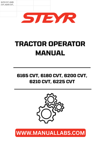 Discover the essential STEYR 6165 CVT, 6180 CVT, 6200 CVT, 6210 CVT, and 6225 CVT Tractor Operator Manual (Part No. 84273894). This comprehensive guide is designed to enhance your operational efficiency and ensure you get the most out of your tractor. With detailed instructions and clear illustrations, it covers everything from basic operation to advanced features.
