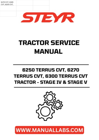 Discover the ultimate resource for maintaining your STEYR 6250, 6270, and 6300 TERRUS CVT tractors with the comprehensive Service Manual (Part No. 51643507). This essential guide covers both Stage IV and Stage V models, ensuring you have the most up-to-date information for optimal performance and longevity of your machinery.