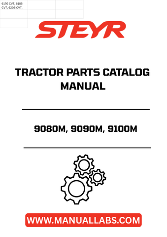 Discover the ultimate resource for maintaining your STEYR 9080M, 9090M, and 9100M tractors with the comprehensive Parts Catalog Manual - 7-9410. This essential guide provides detailed diagrams and specifications, ensuring you have all the information needed to identify and order the correct parts for your machinery.