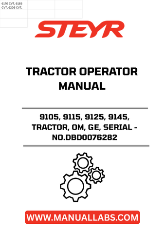Enhance your STEYR tractor experience with the comprehensive Operator Manual designed specifically for models 9105, 9115, 9125, and 9145. This essential guide provides detailed instructions and insights to help you operate your tractor efficiently and safely, ensuring optimal performance in every task.