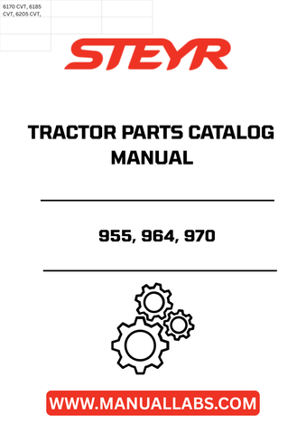 Discover the ultimate resource for maintaining your STEYR 955, 964, and 970 tractors with the STEYR 955, 964, 970 Tractor Parts Catalog Manual - 7-8350. This comprehensive manual is designed to provide you with detailed information on parts and components, ensuring you have everything you need for efficient repairs and maintenance.