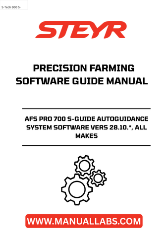 Introducing the STEYR AFS PRO 700 S-Guide Autoguidance System Software, version 28.10. This advanced precision farming software is designed to enhance your agricultural efficiency, providing seamless guidance for all makes of equipment. With its user-friendly interface and robust features, you can easily navigate your fields with pinpoint accuracy.
