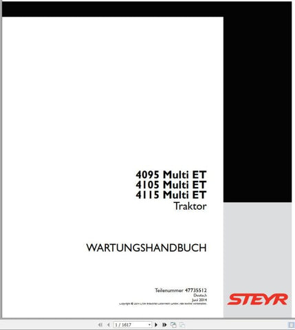 Discover the ultimate resource for maintaining your STEYR Agricultural Tractor with the comprehensive Maintenance Manual for models 4095, 4105, and 4115. This PDF file is designed to provide you with detailed insights and step-by-step instructions, ensuring your tractor operates at peak performance.