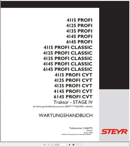 Discover the essential STEYR Agricultural Tractor 4115 – 6145 Profi Classic CVT Maintenance Manual, a comprehensive PDF guide designed for optimal tractor performance. This manual, updated as of September 2019, provides detailed insights into maintenance procedures, ensuring your tractor operates at peak efficiency.